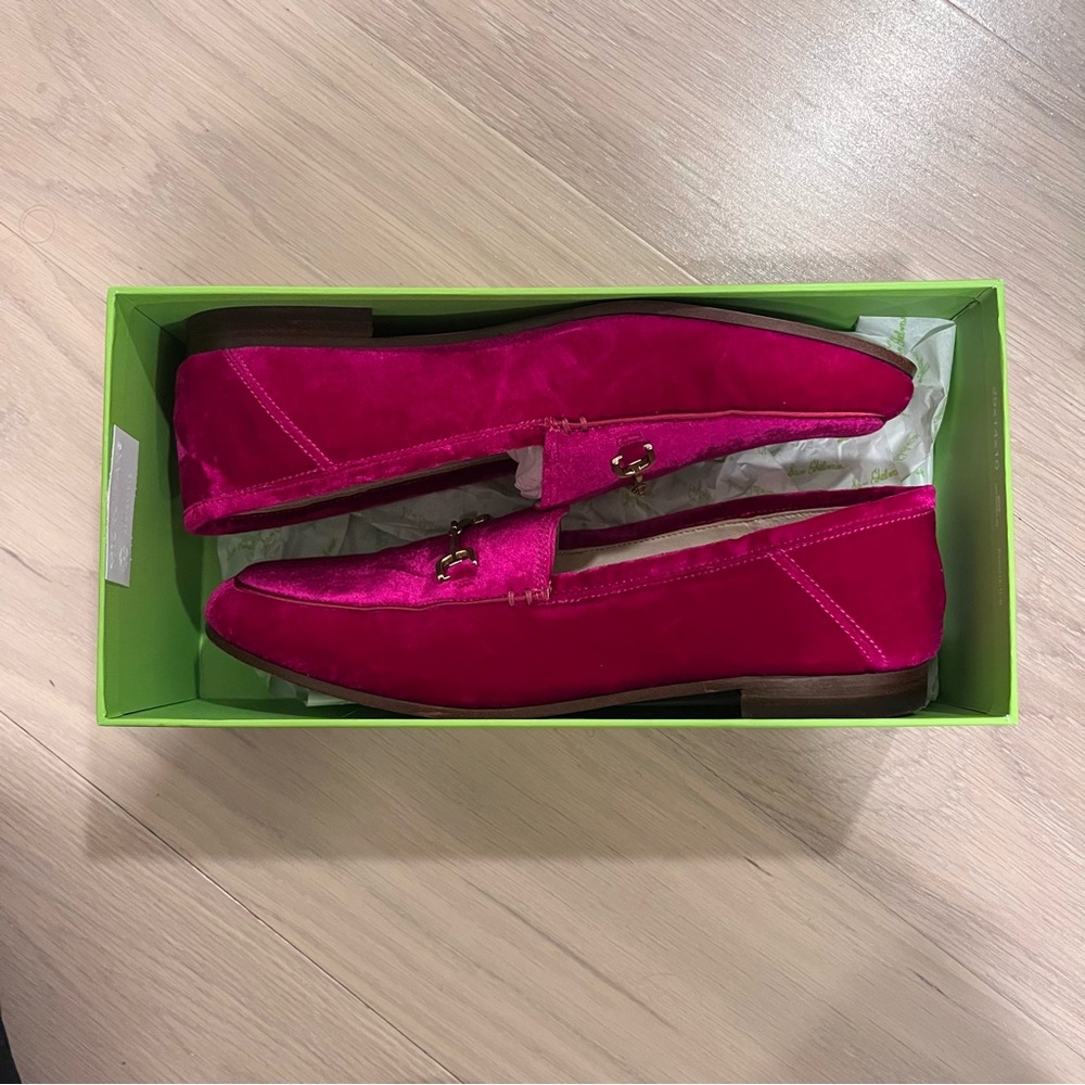 Sam Edelman velvet pink loafers size 8